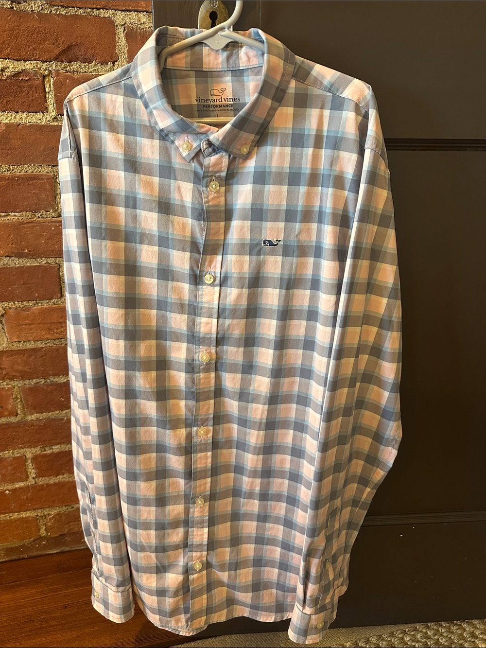 Vineyard Vines Pastel Blue and Pink Plaid Button-Down Shirt